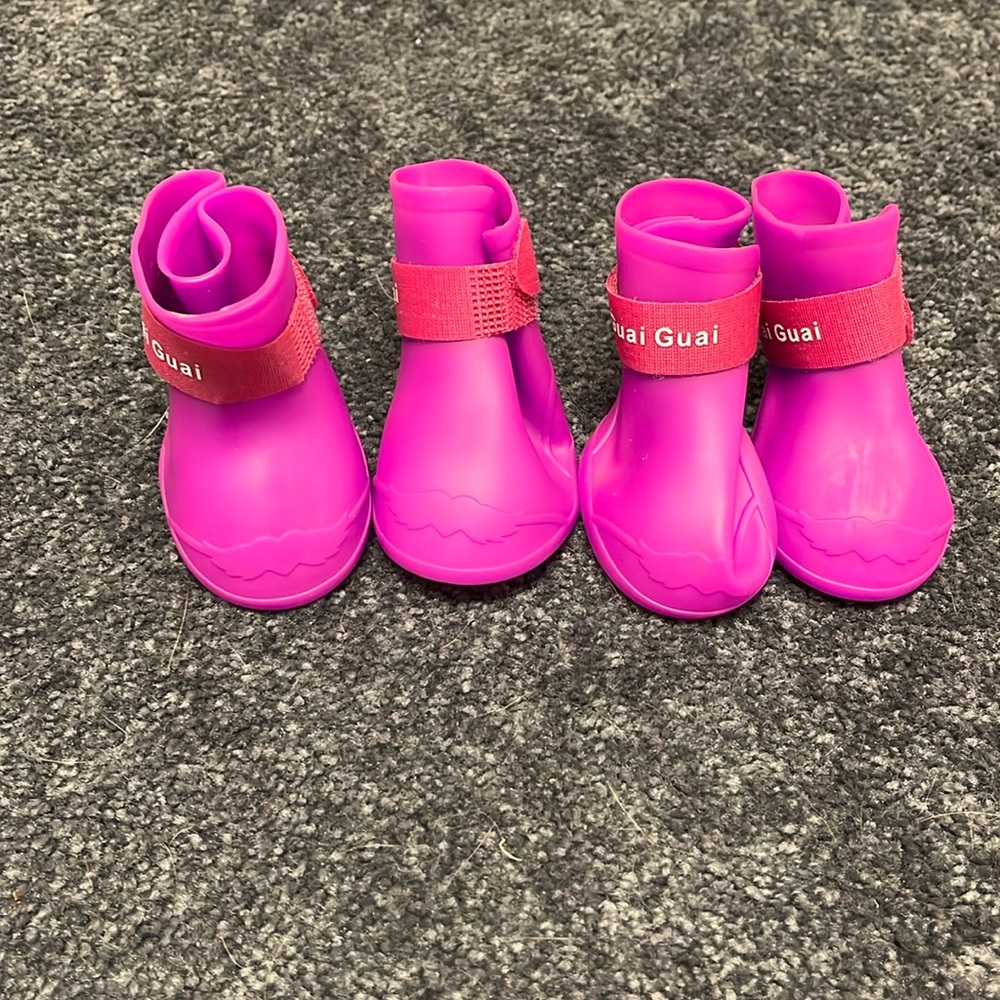 Waterproof Pink Dog Boots with Adjustable Strap